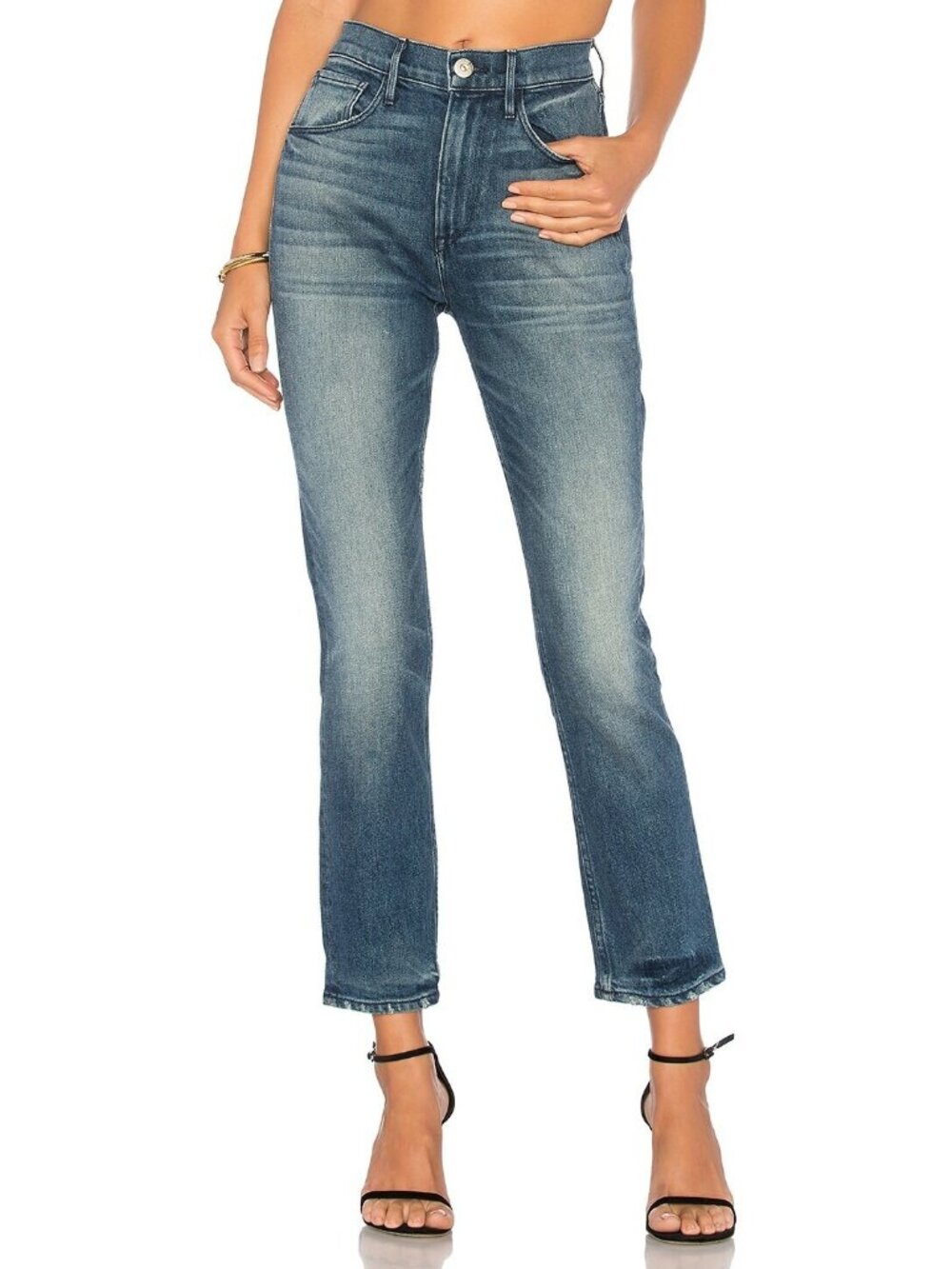 3x1 NYC Shelter Straight Crop Jeans In Vedder Distressed High Rise Size 23